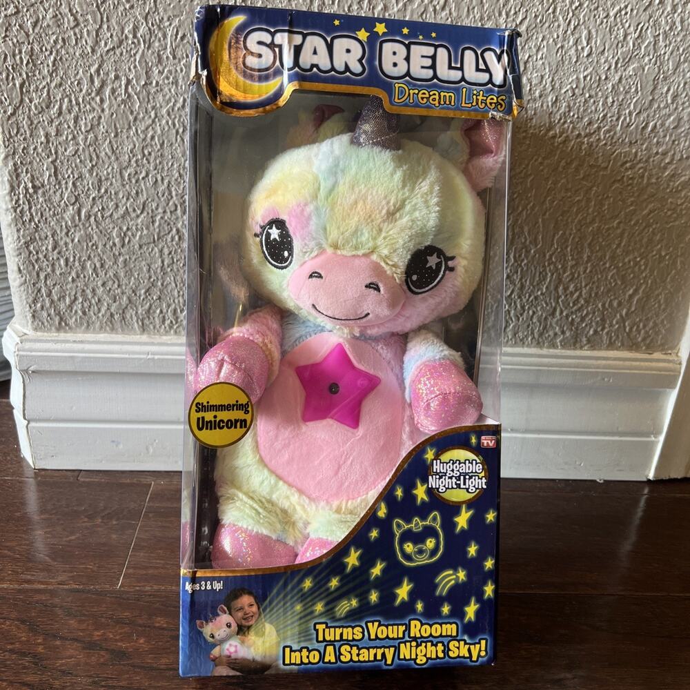 Ontel Star Belly Dream Lites Stuffed Huggable Night Light Shimmering Rainbow NEW